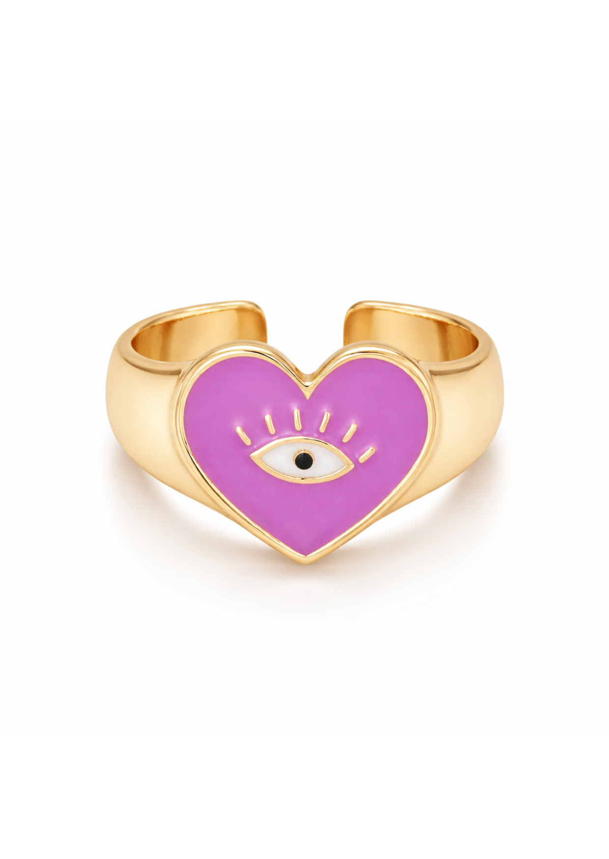 Anillos corazón ojo turco chapa de oro