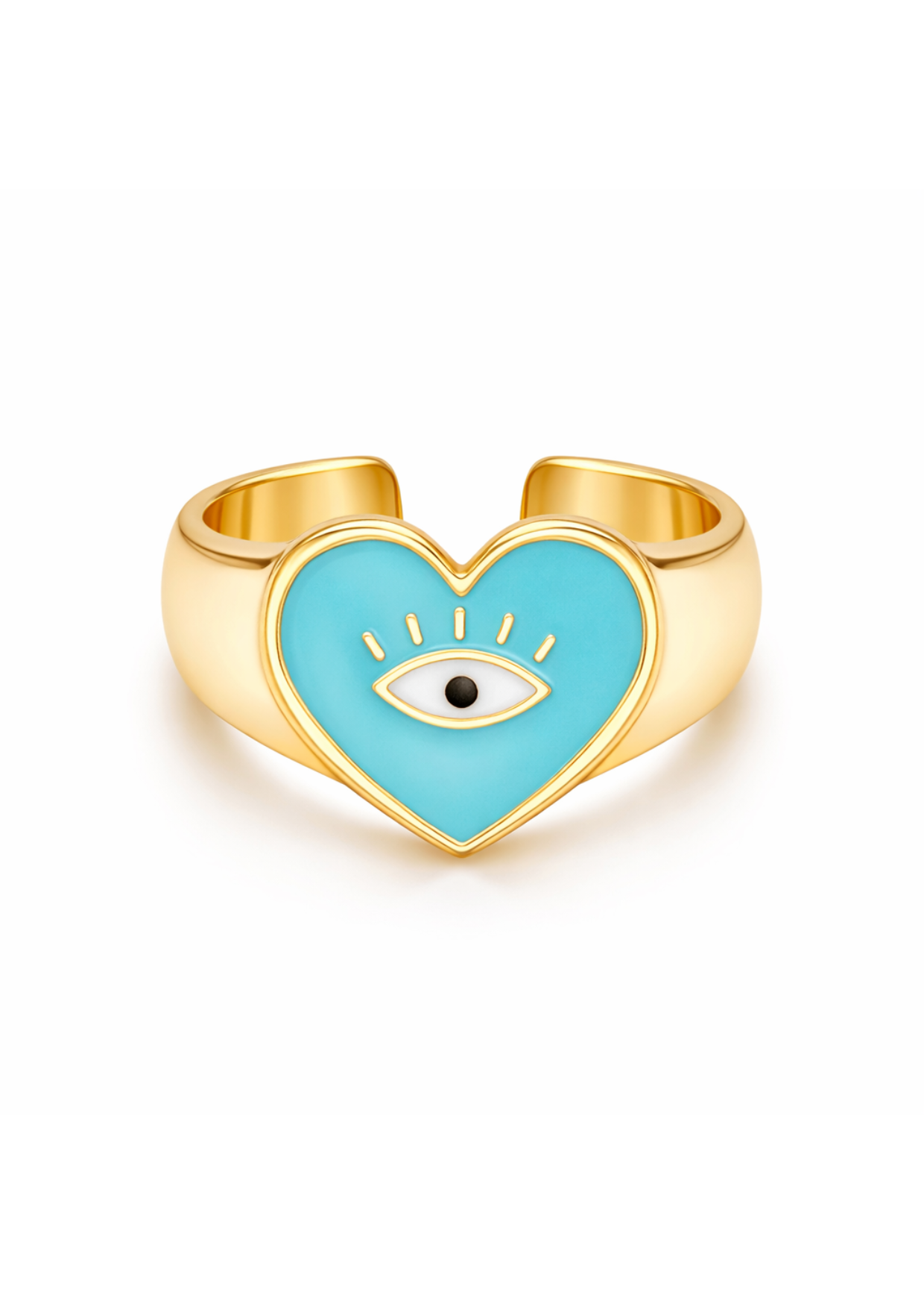 Anillos corazón ojo turco chapa de oro