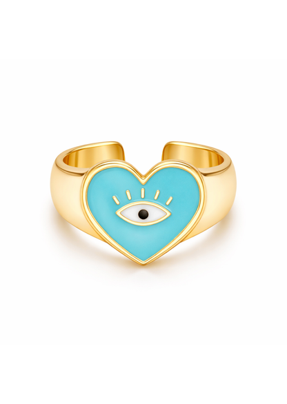 Anillos corazón ojo turco chapa de oro