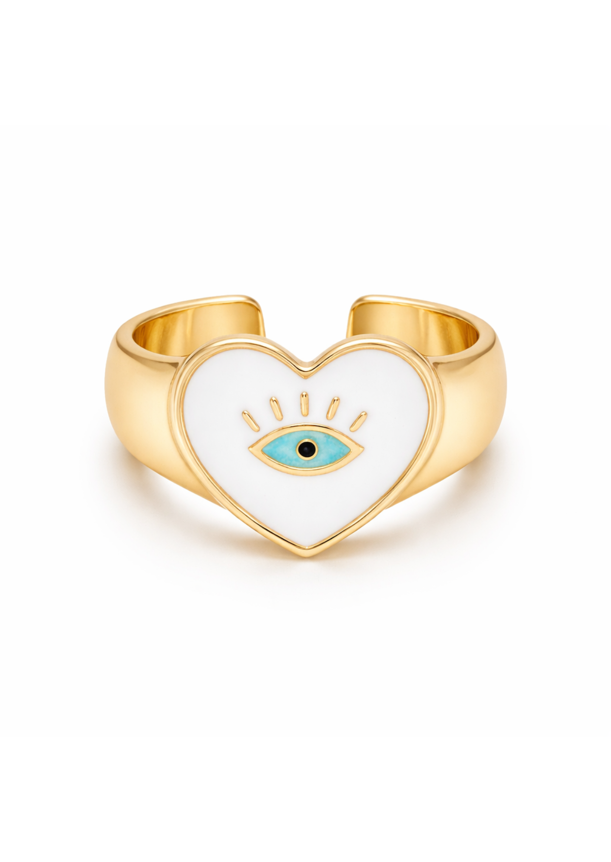 Anillos corazón ojo turco chapa de oro