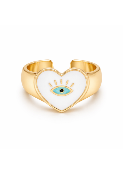 Anillos corazón ojo turco chapa de oro