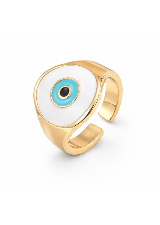 Anillos ojo turco circular chapa de oro