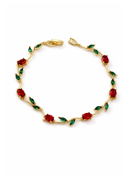 Pulseras tulipanes colores chapa de oro 18k