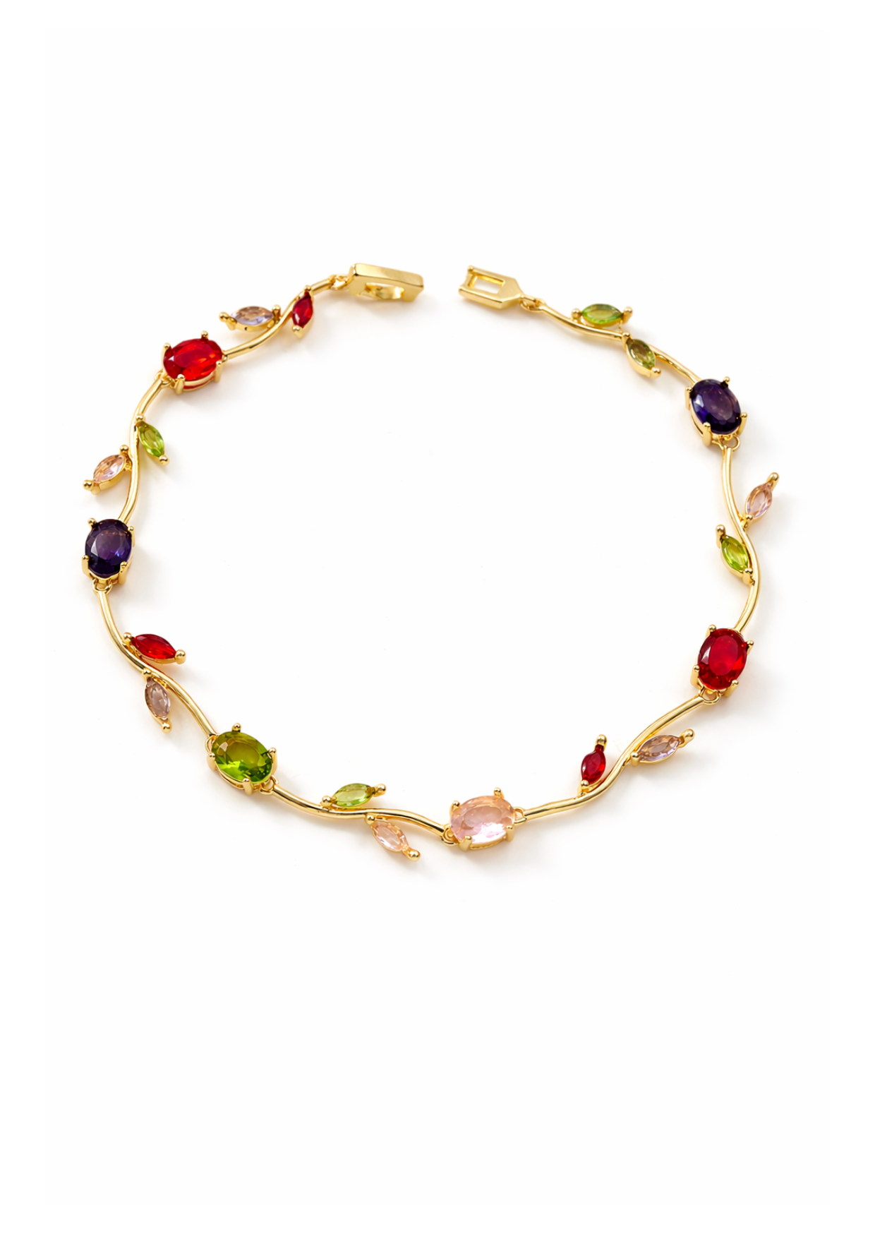 Pulseras tulipanes colores baño de oro 18k