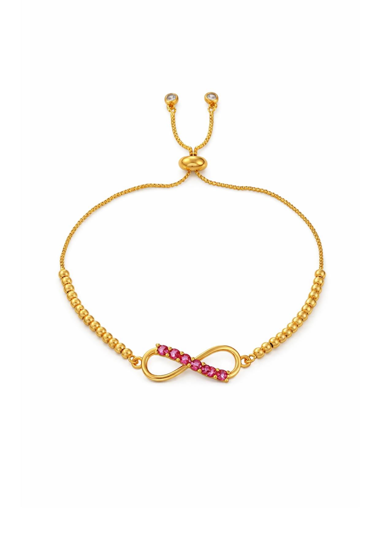 Pulseras símbolo infinito con zirconias ajustable chapa de oro