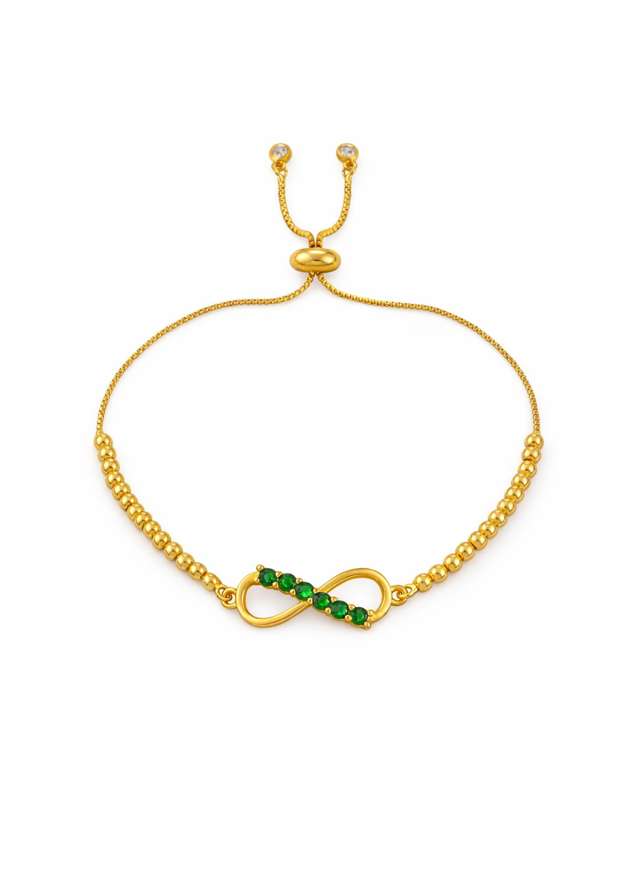 Pulseras símbolo infinito con zirconias ajustable chapa de oro