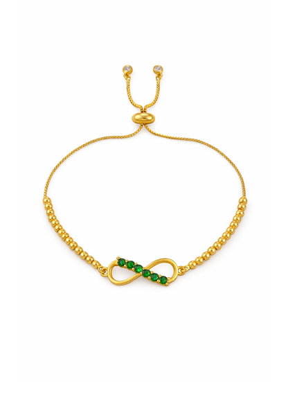 Pulseras símbolo infinito con zirconias ajustable chapa de oro