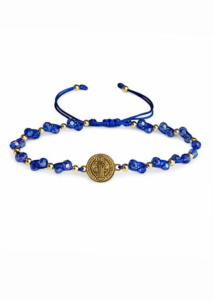Pulsera ajustable de hilo con medalla de San Benito