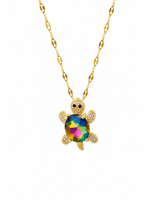 Collar dije tortuga con zirconias acero inoxidable