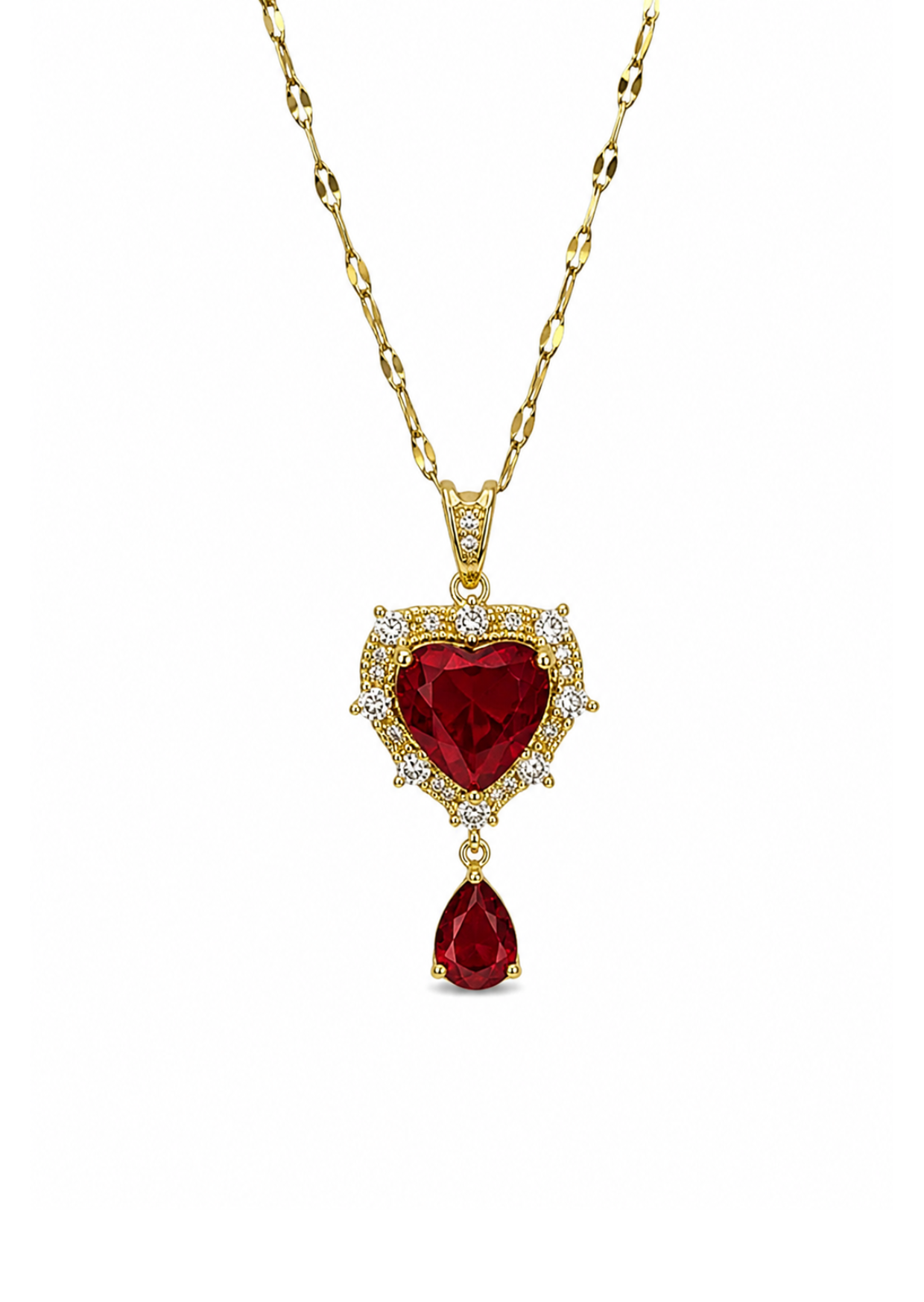 Collar corazón con gota acero inoxidable