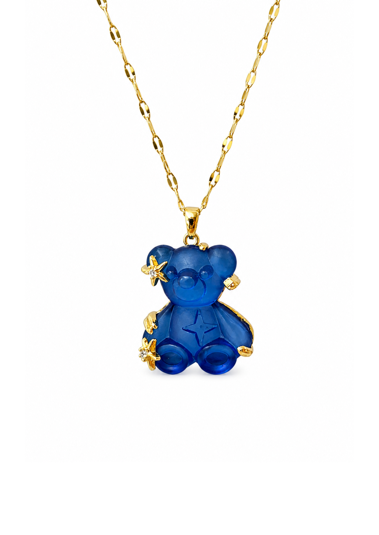 Collar osito estilo pandita zirconia acero inoxidable
