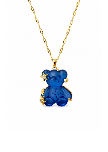 Collar osito estilo pandita zirconia acero inoxidable