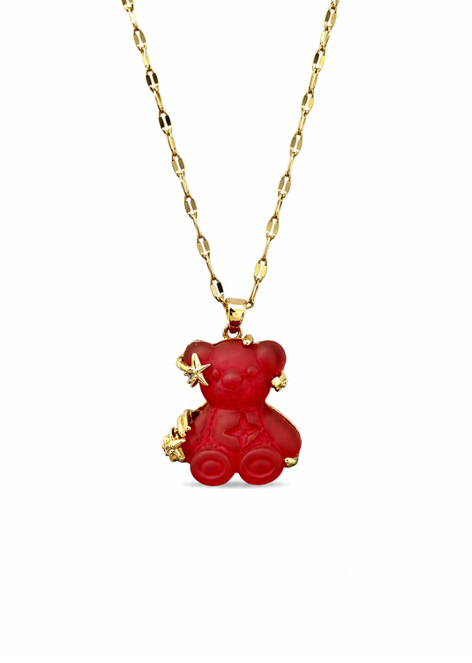 Collar osito estilo pandita zirconia acero inoxidable