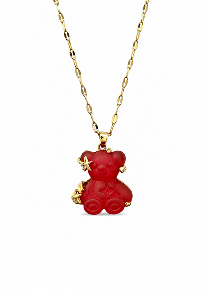 Collar osito estilo pandita zirconia acero inoxidable