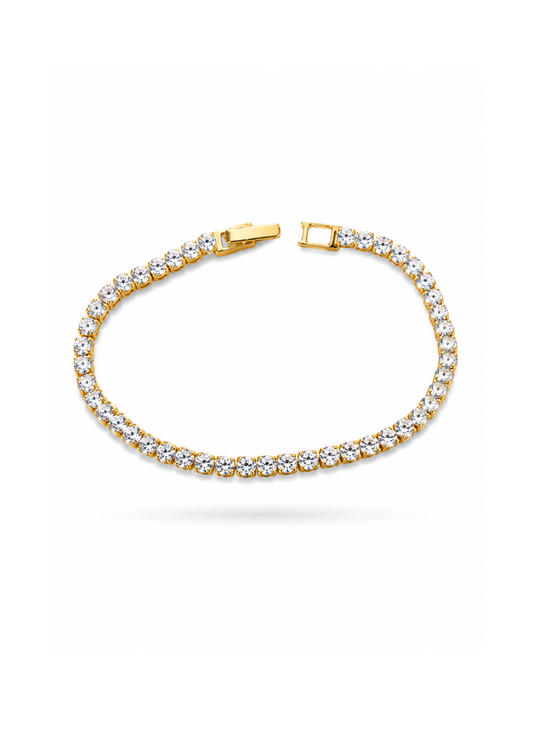 Pulsera tenis baño de oro con zirconias