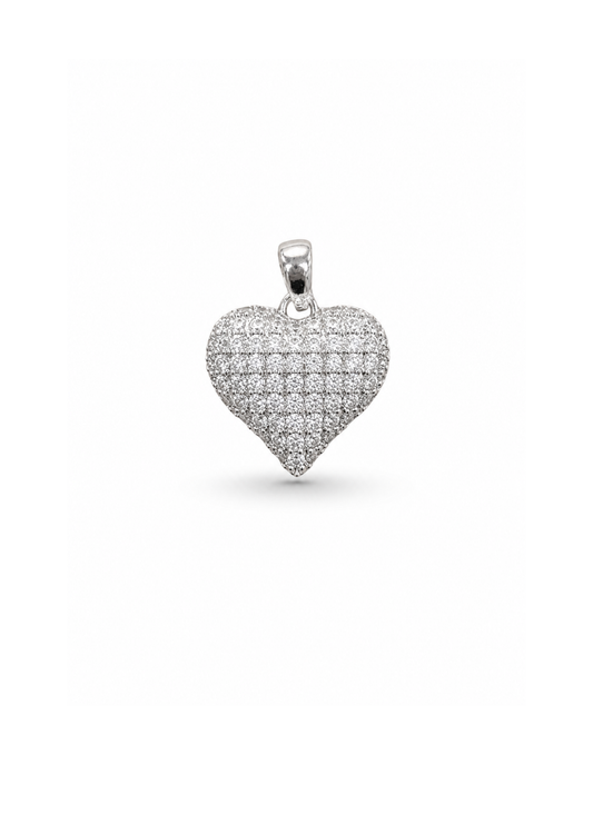 Dije corazón cristal acero inoxidable