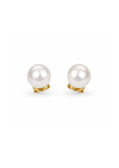 Aretes perla chapa de oro