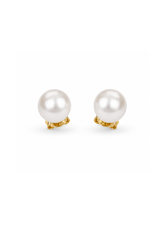 Aretes perla chapa de oro