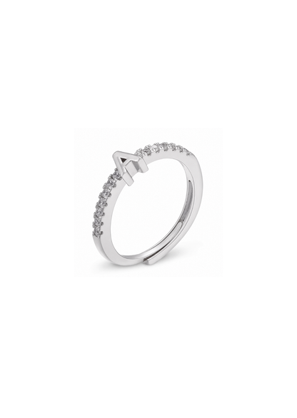 Anillos ajustables letras con zirconias chapa de oro