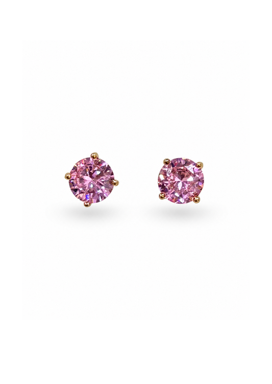 Aretes gema en solitario chapa de oro