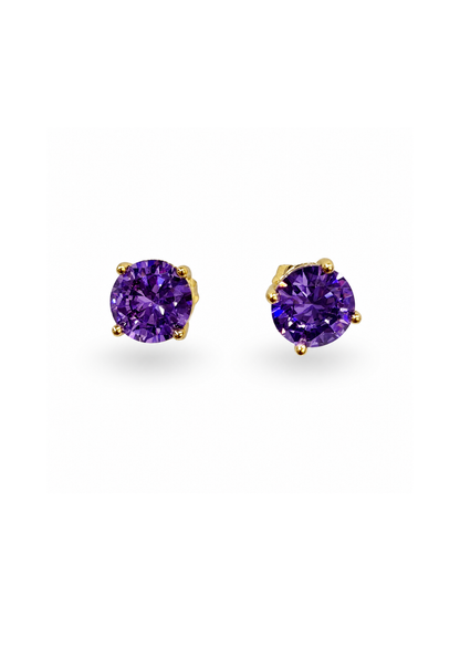 Aretes gema en solitario chapa de oro