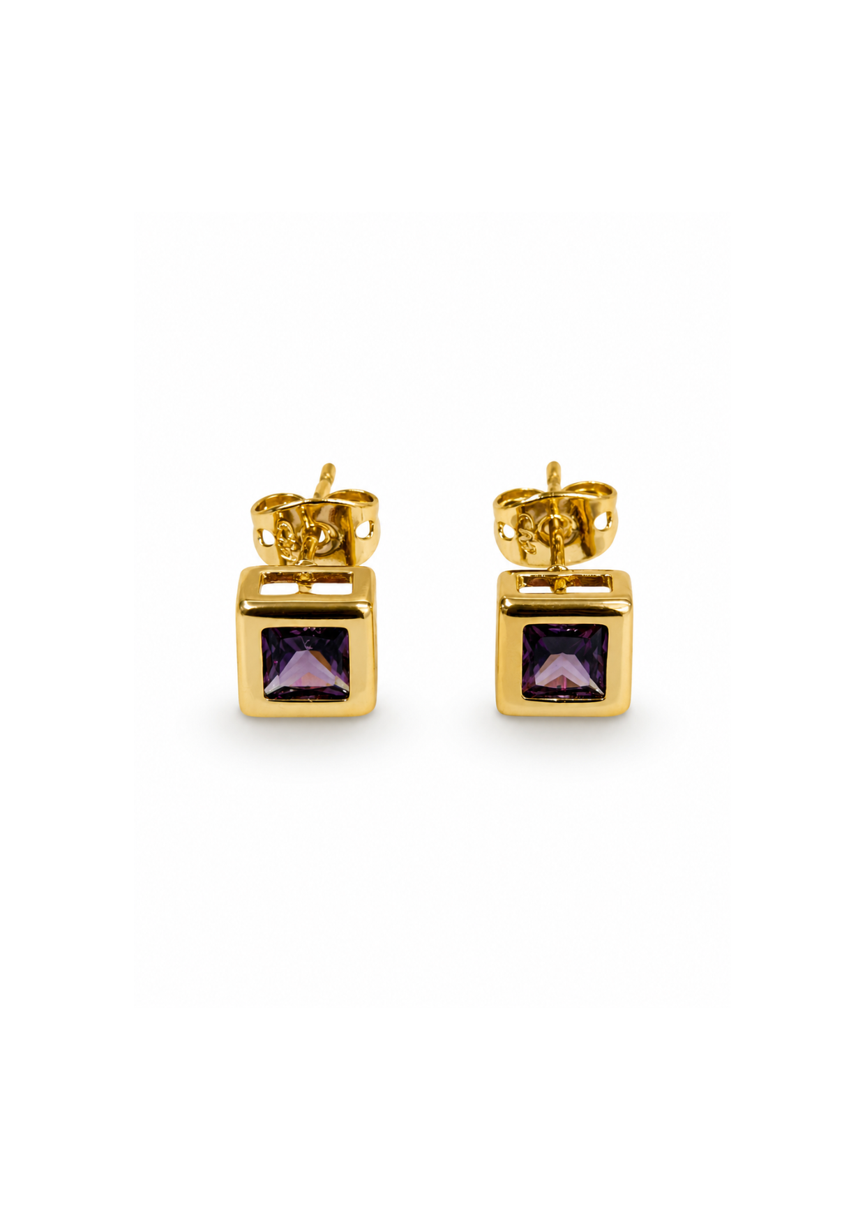 Aretes cuadrados biselados chapa de oro