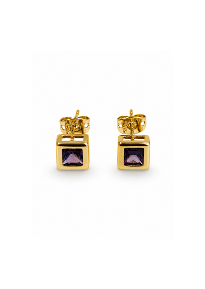 Aretes cuadrados biselados chapa de oro