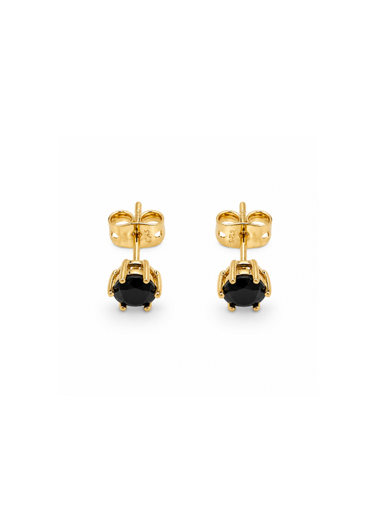 Aretes chicos piedra en solitario chapa de oro