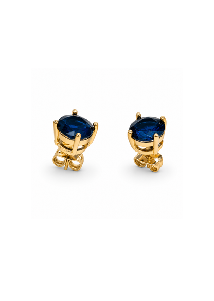 Aretes gema en solitario chapa de oro