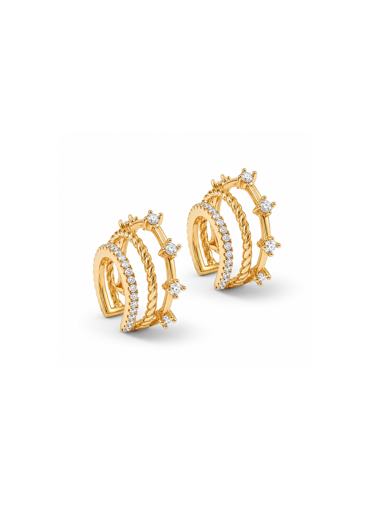 Aretes ear cuff triple con zirconias