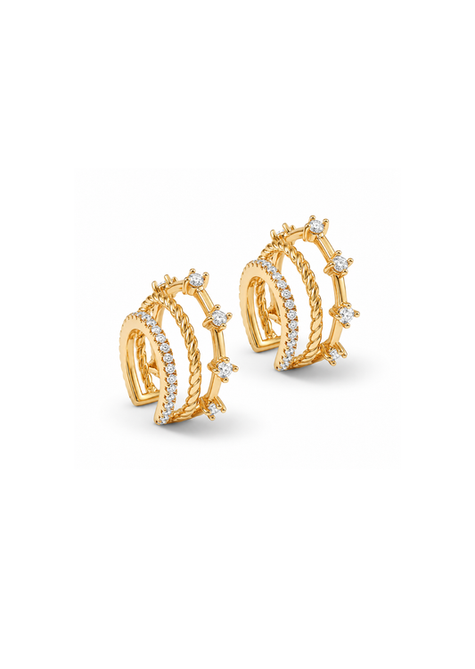 Aretes ear cuff triple con zirconias
