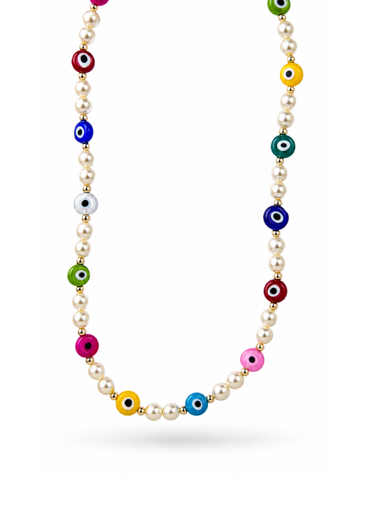 Collares perlas naturales ojos turcos