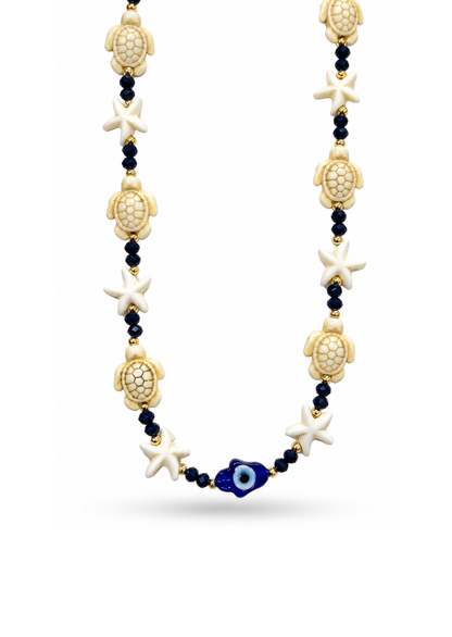 Collar con cristales marino estrellas y tortugas