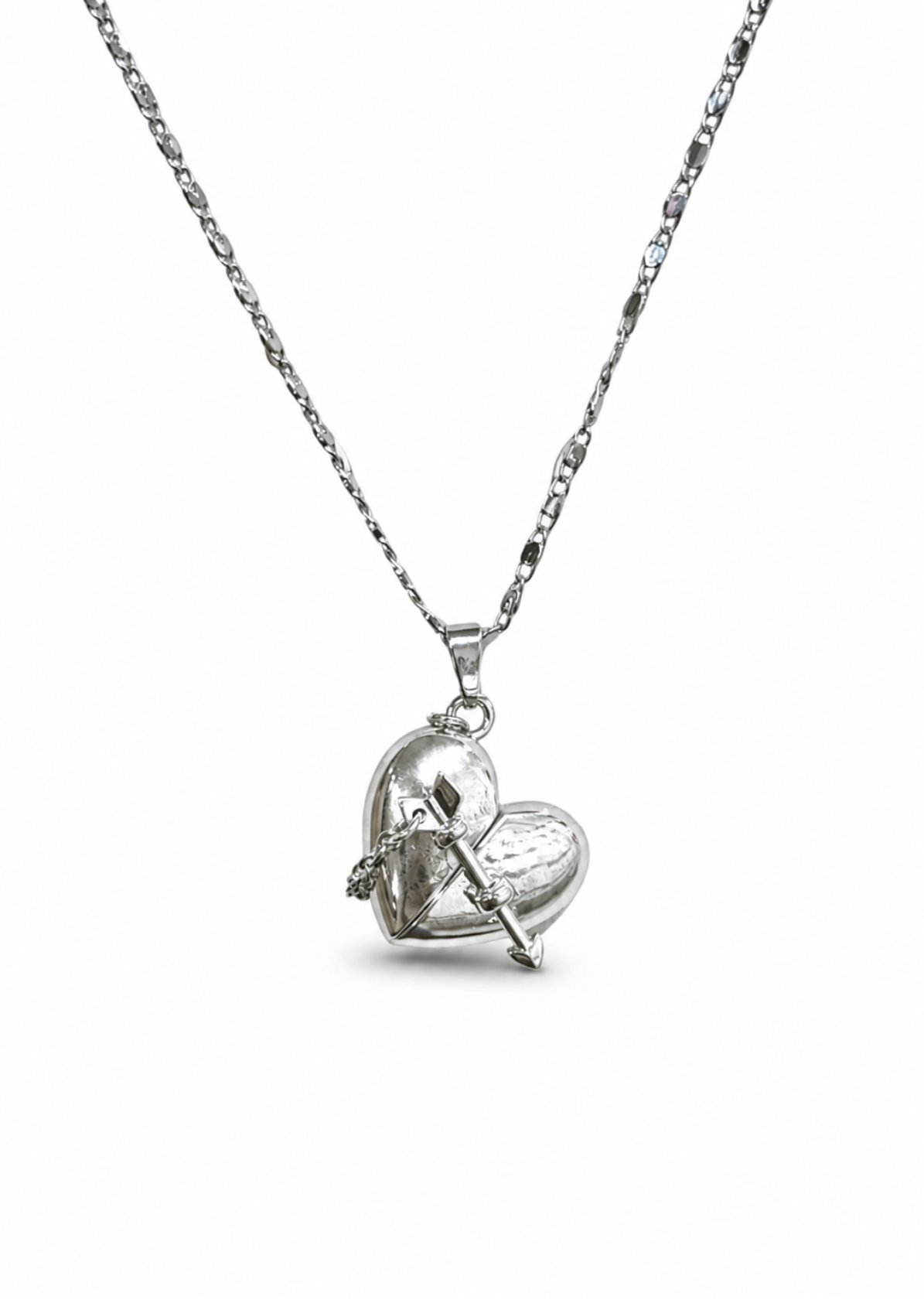 Collar corazón flechado acero inoxidable