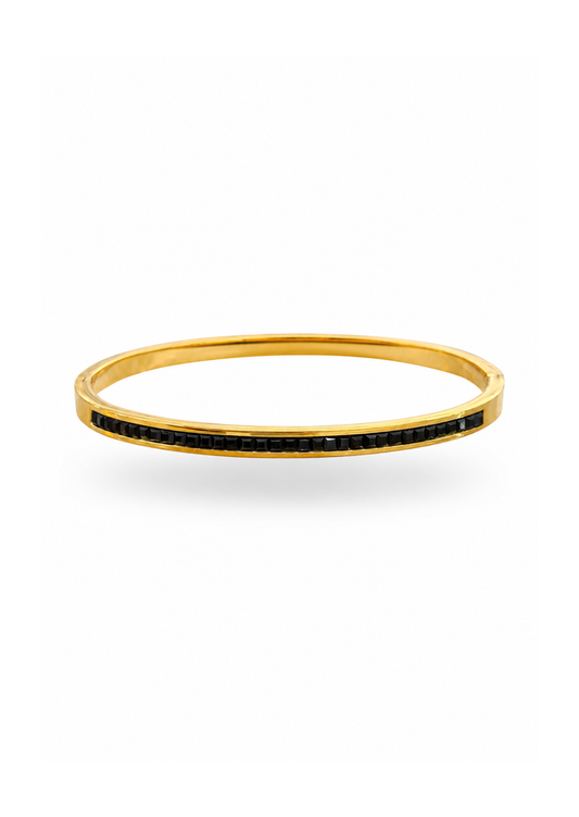 Brazalete delgado con cristales acero titanio