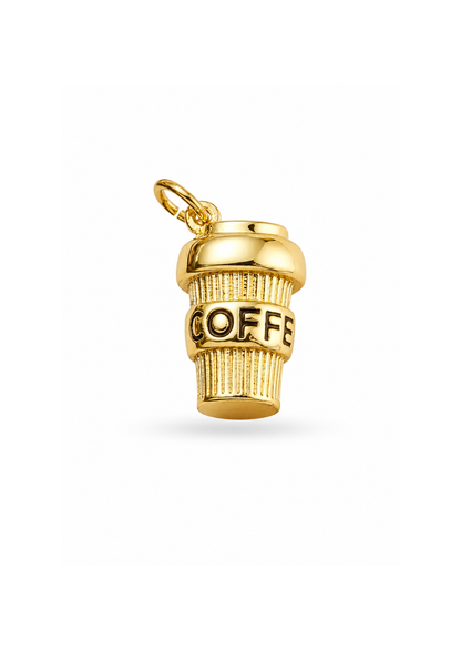 Dije amante del café chapa de oro