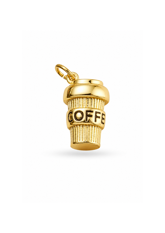 Dije amante del café chapa de oro