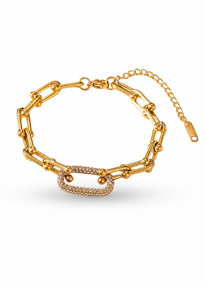 Pulsera de eslabones con detalle ovalado acero inoxidable