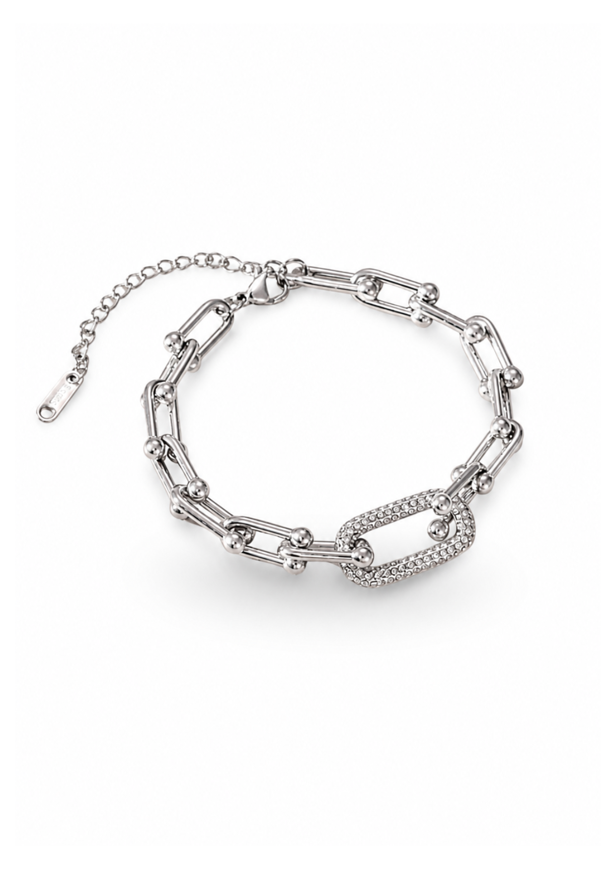 Pulsera de eslabones con detalle ovalado acero inoxidable
