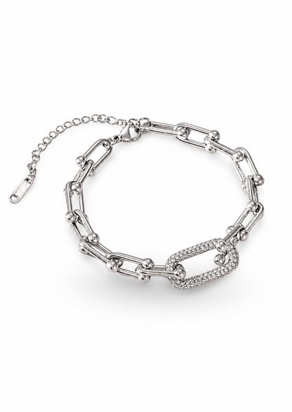 Pulsera de eslabones con detalle ovalado acero inoxidable