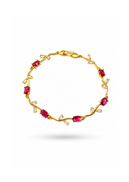 Pulseras tulipanes colores chapa de oro 18k