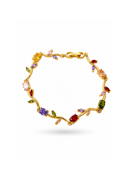 Pulseras tulipanes colores chapa de oro 18k