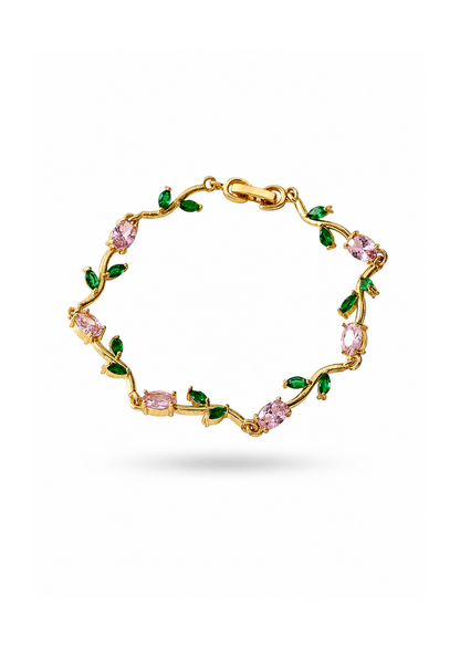 Pulseras tulipanes colores chapa de oro 18k