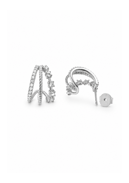 Arracadas triple con zirconias latón