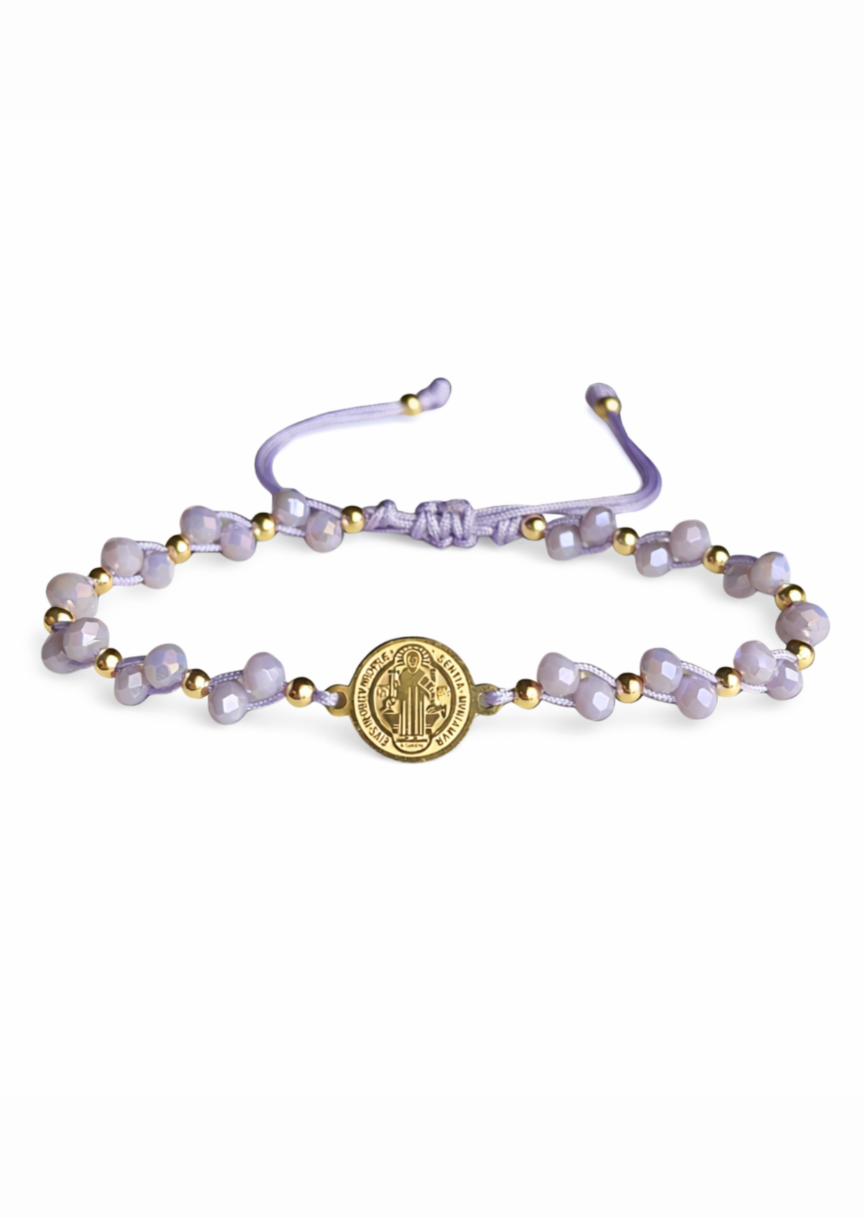 Pulsera ajustable de hilo con medalla de San Benito