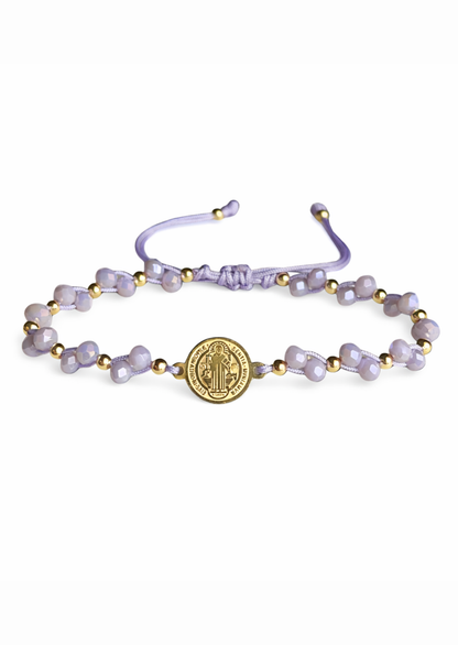 Pulsera ajustable de hilo con medalla de San Benito