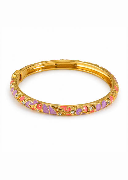 Brazaletes tipo bangle esmaltados bañado en oro