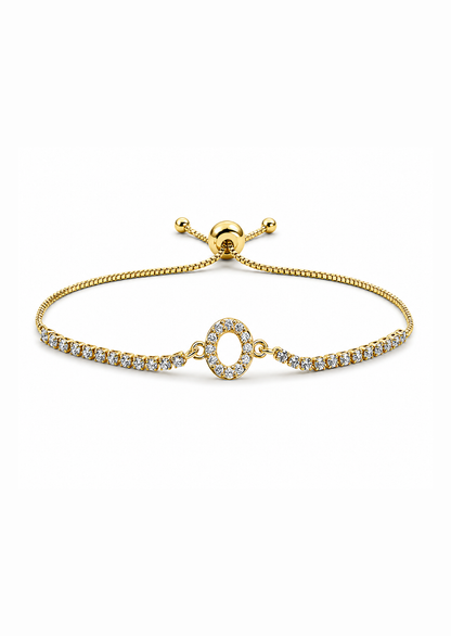 Pulseras ajustables con inicial tipo tenis chapa de oro