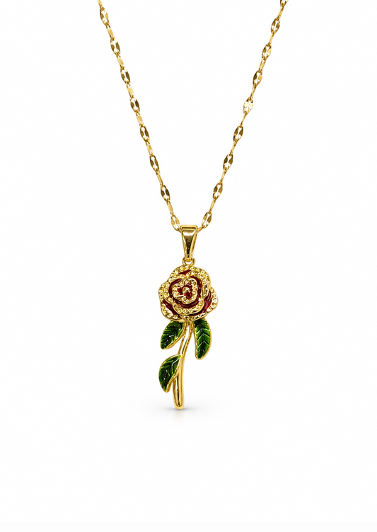Collar rosa dorada acero inoxidable