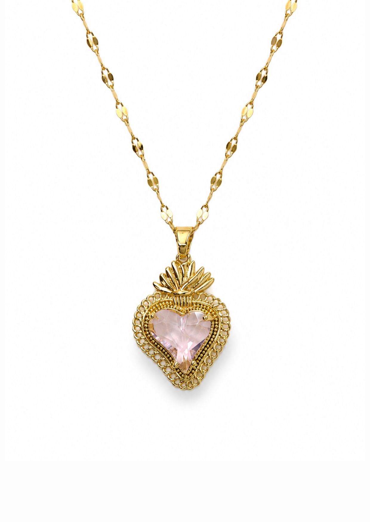 Collar sagrado corazón con zirconia acero inoxidable